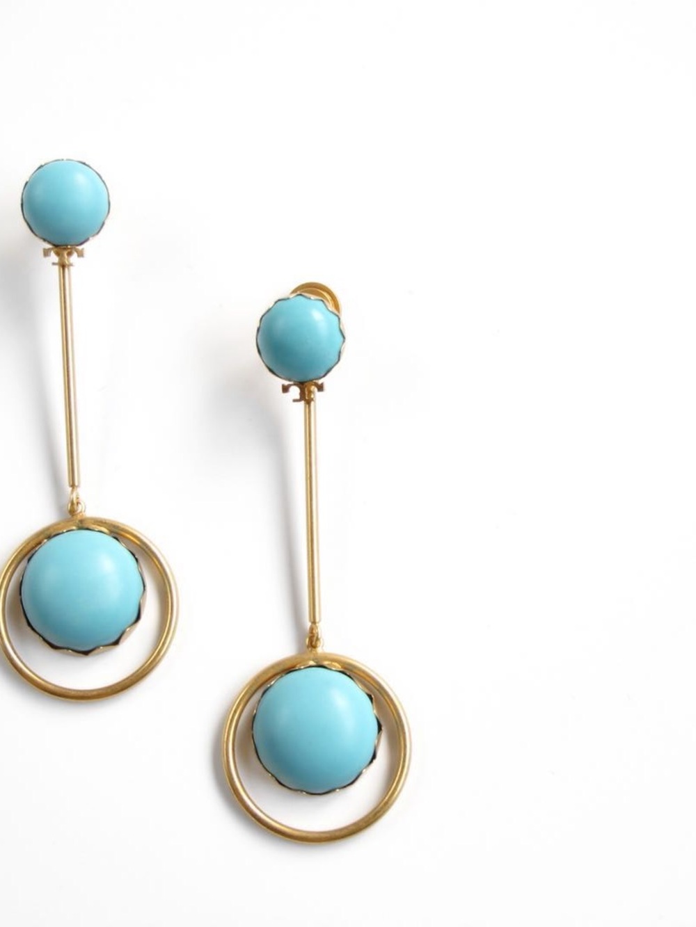 Tory Burch Gold-Tone Earrings with Turquoise Cabochons